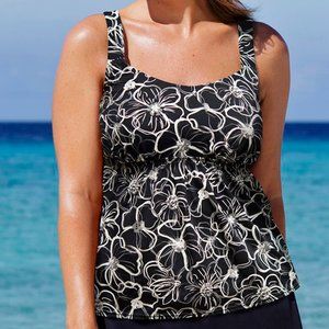 S4A Beach Belle Midnight Flower Flared Tankini Top